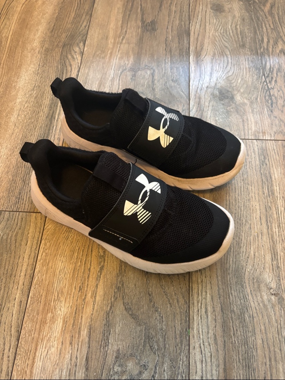 Under Armour Kids Black and White Slip-On Sneakers